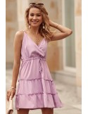 Delicate dress with an envelope neckline, purple PR3200 - Online store - Boutique